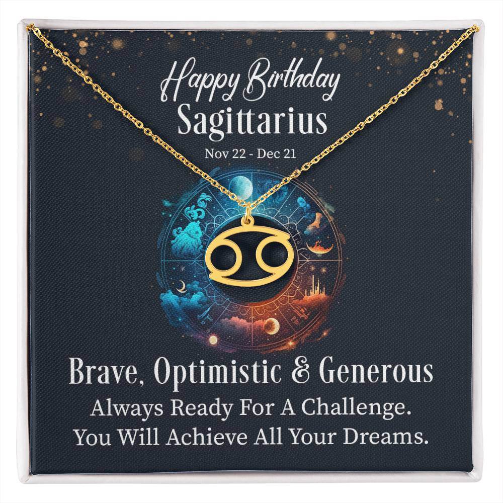 Horoscope Zodiac Sign Gold Plated or Stainless Steel Finish Pendant Necklace Jewelry for Women Gifts with Personalized Happy Birthday Card - Eshaarya