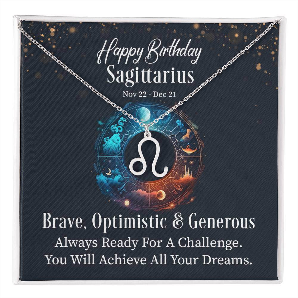 Horoscope Zodiac Sign Gold Plated or Stainless Steel Finish Pendant Necklace Jewelry for Women Gifts with Personalized Happy Birthday Card - Eshaarya