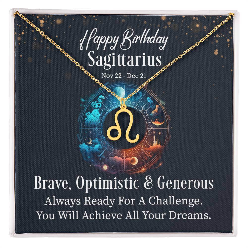 Horoscope Zodiac Sign Gold Plated or Stainless Steel Finish Pendant Necklace Jewelry for Women Gifts with Personalized Happy Birthday Card - Eshaarya
