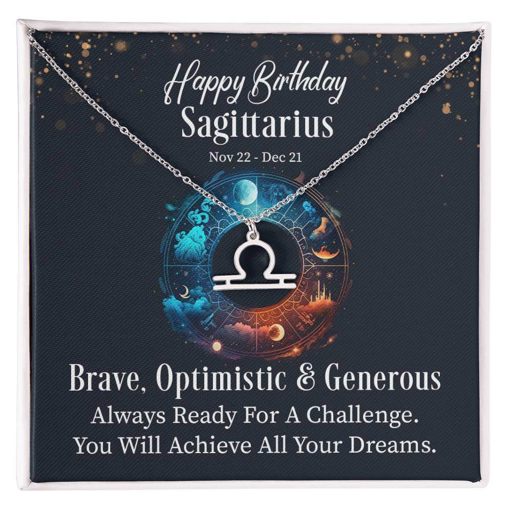 Horoscope Zodiac Sign Gold Plated or Stainless Steel Finish Pendant Necklace Jewelry for Women Gifts with Personalized Happy Birthday Card - Eshaarya