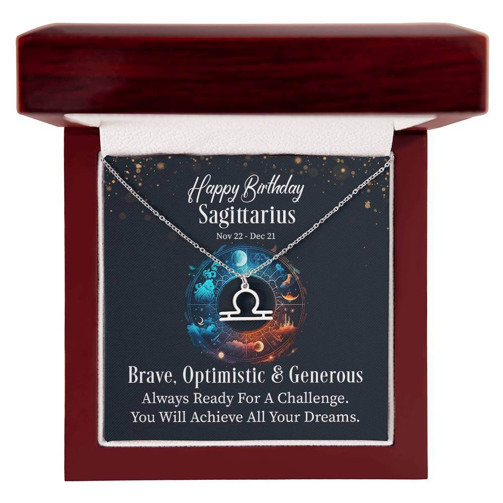 Horoscope Zodiac Sign Gold Plated or Stainless Steel Finish Pendant Necklace Jewelry for Women Gifts with Personalized Happy Birthday Card - Eshaarya