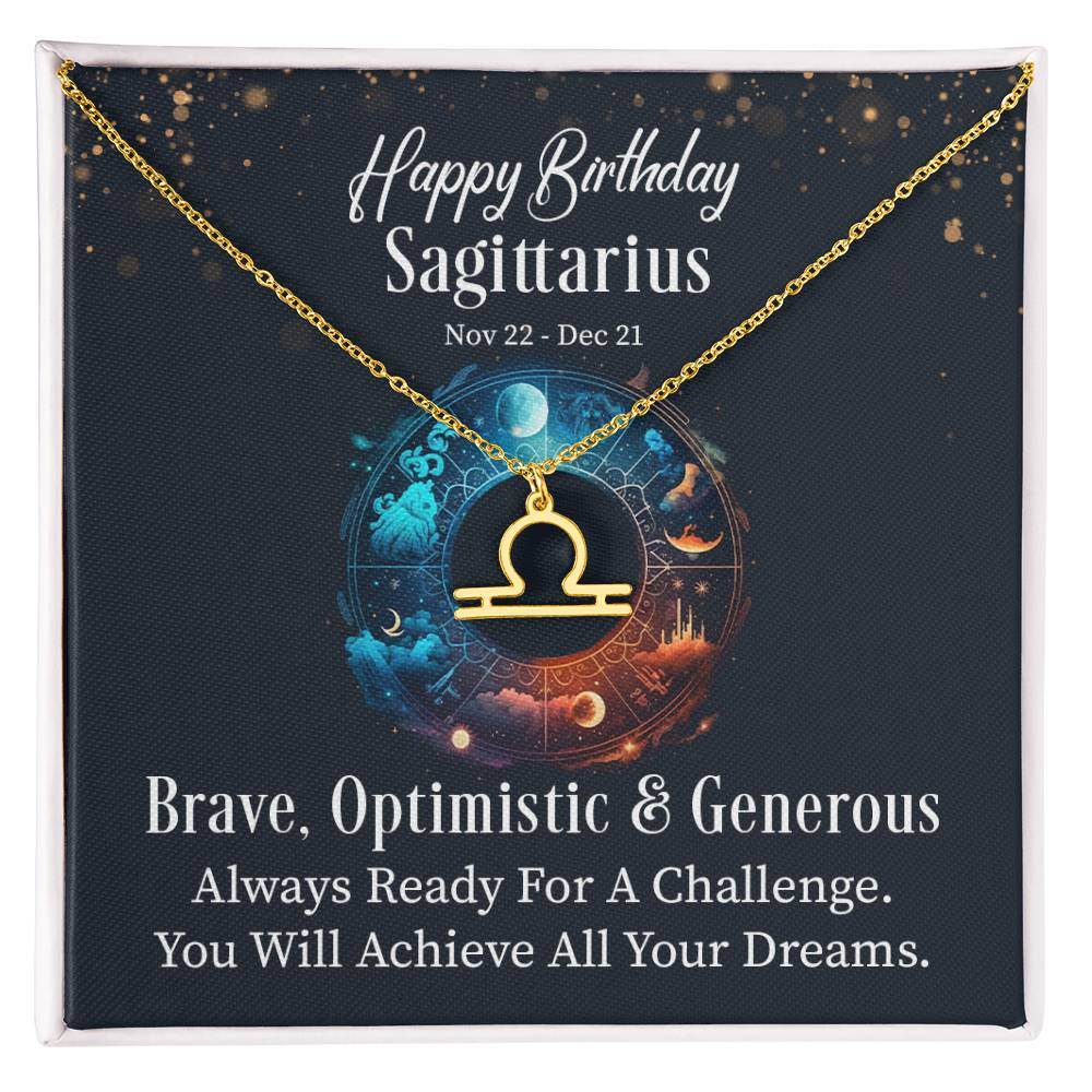 Horoscope Zodiac Sign Gold Plated or Stainless Steel Finish Pendant Necklace Jewelry for Women Gifts with Personalized Happy Birthday Card - Eshaarya