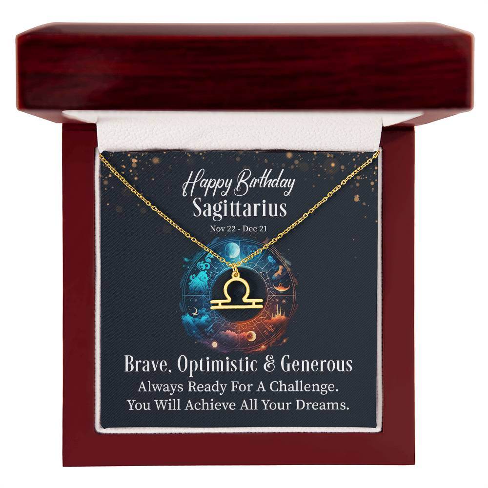 Horoscope Zodiac Sign Gold Plated or Stainless Steel Finish Pendant Necklace Jewelry for Women Gifts with Personalized Happy Birthday Card - Eshaarya