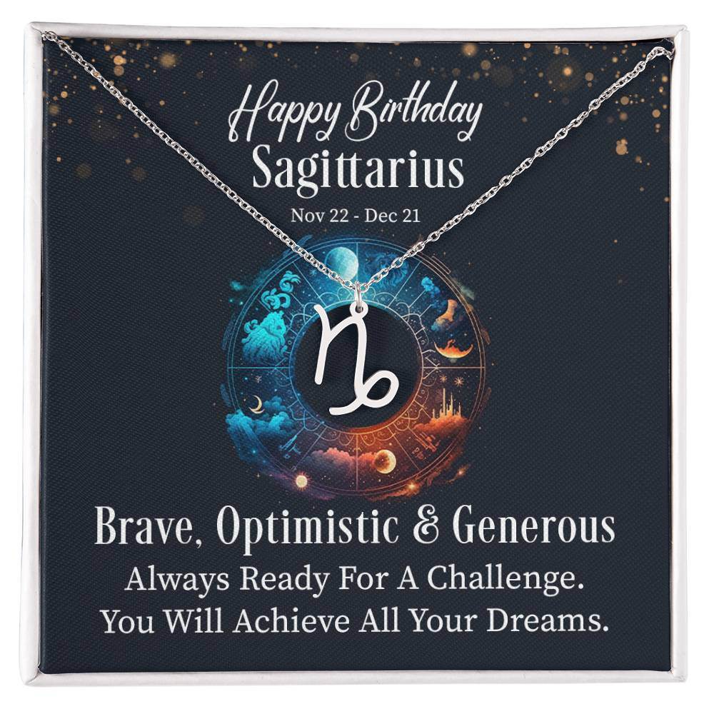Horoscope Zodiac Sign Gold Plated or Stainless Steel Finish Pendant Necklace Jewelry for Women Gifts with Personalized Happy Birthday Card - Eshaarya