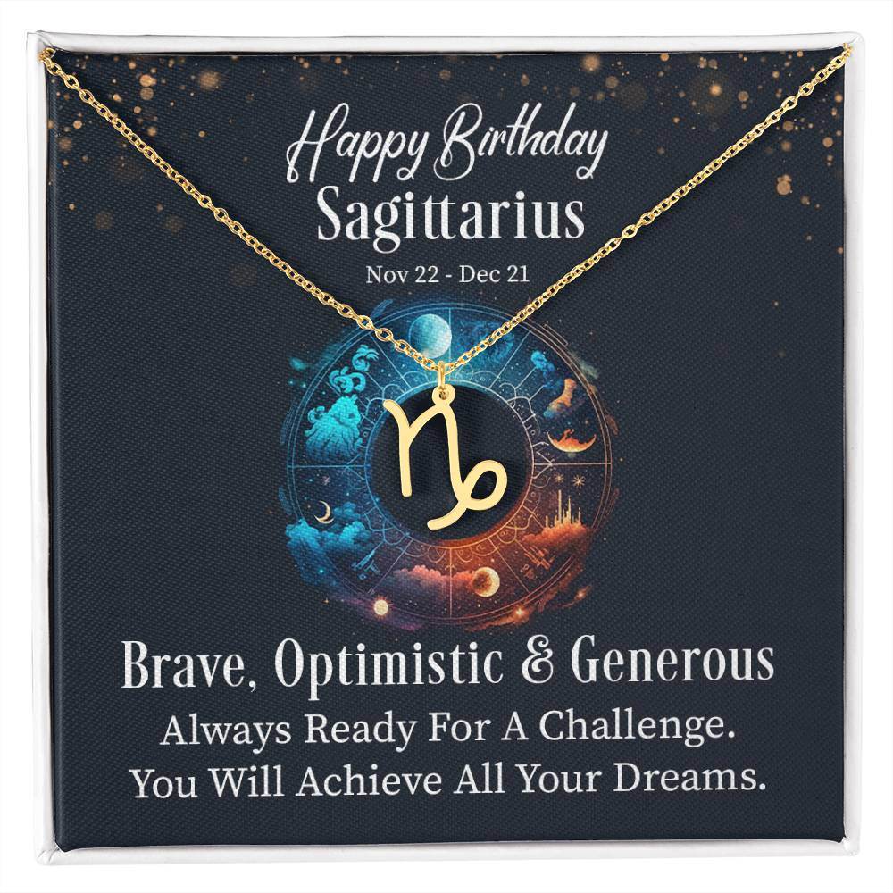 Horoscope Zodiac Sign Gold Plated or Stainless Steel Finish Pendant Necklace Jewelry for Women Gifts with Personalized Happy Birthday Card - Eshaarya