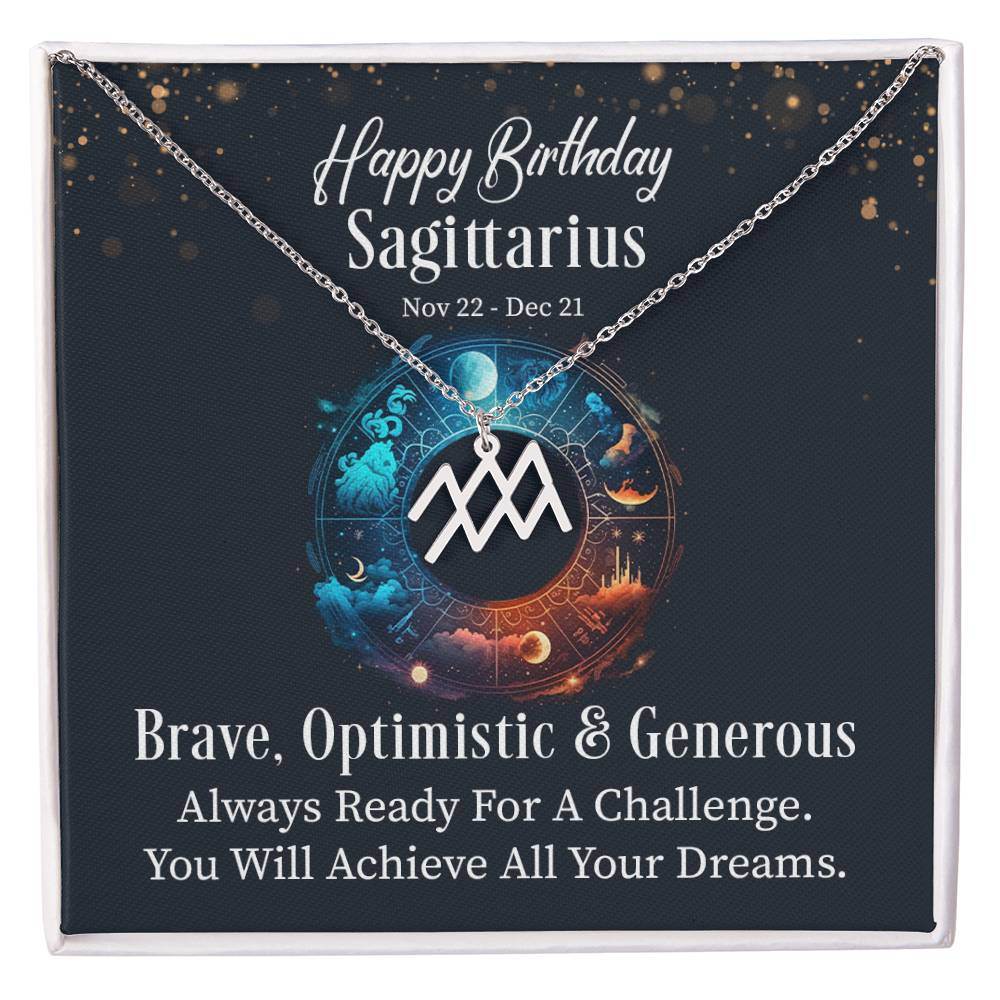 Horoscope Zodiac Sign Gold Plated or Stainless Steel Finish Pendant Necklace Jewelry for Women Gifts with Personalized Happy Birthday Card - Eshaarya