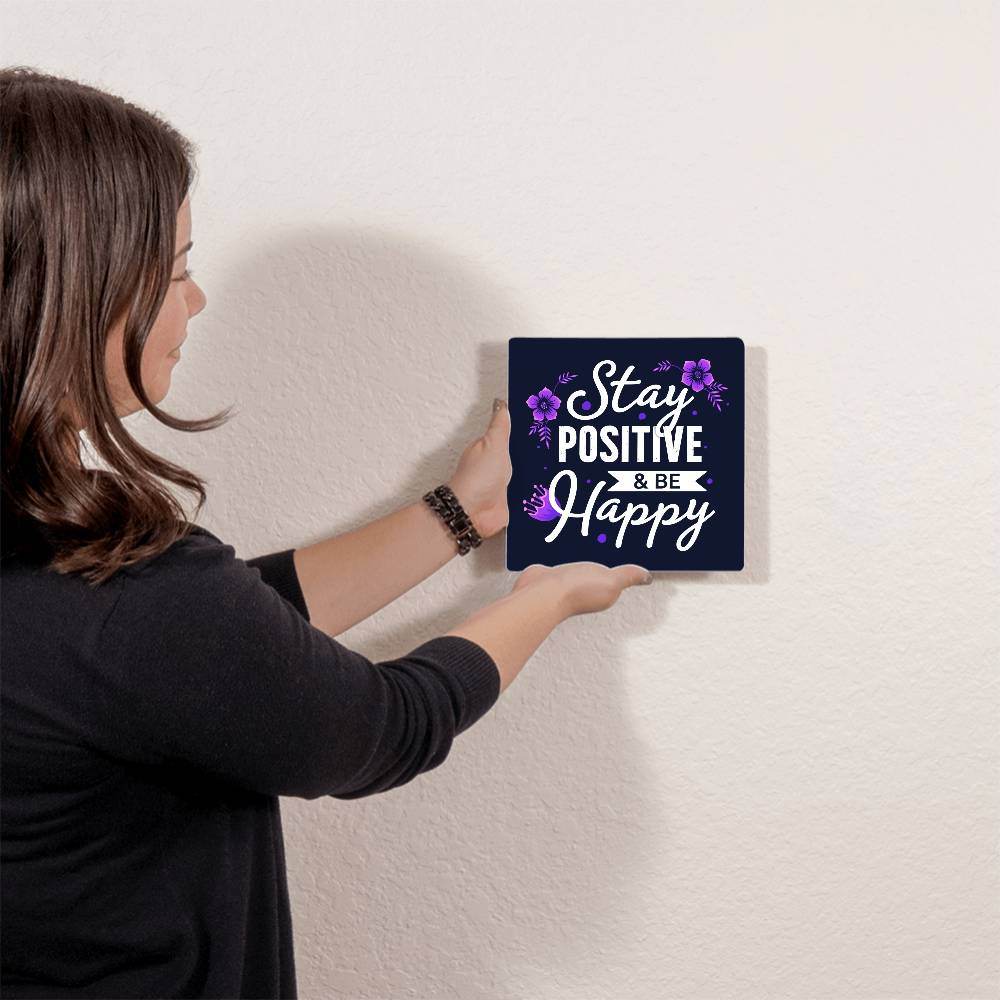 Stay Positive | High Gloss Metal Art | Wall Decor - Motivational Quote | Home Decor | Wall Art | Stay Positive - Eshaarya
