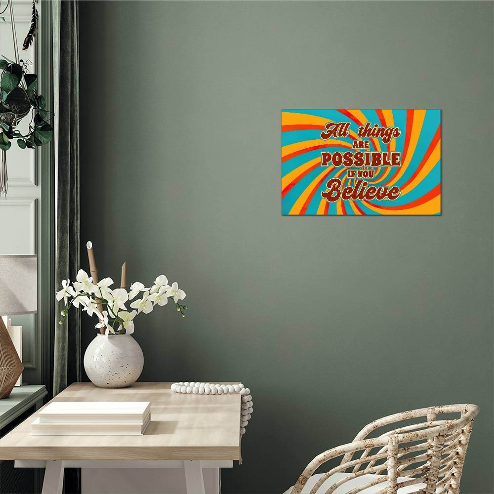All Things Are Possible | High Gloss Metal Art | Wall Decor - Motivational Quote | Home Decor | Premium Wall Art - Eshaarya