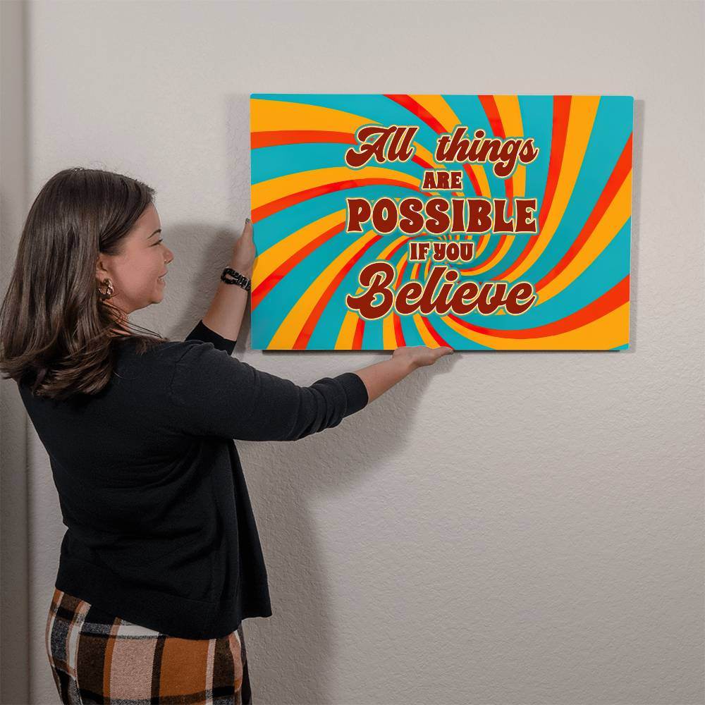 All Things Are Possible | High Gloss Metal Art | Wall Decor - Motivational Quote | Home Decor | Premium Wall Art - Eshaarya