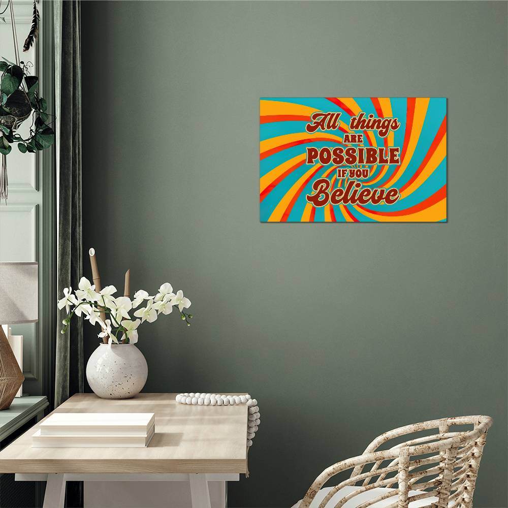 All Things Are Possible | High Gloss Metal Art | Wall Decor - Motivational Quote | Home Decor | Premium Wall Art - Eshaarya