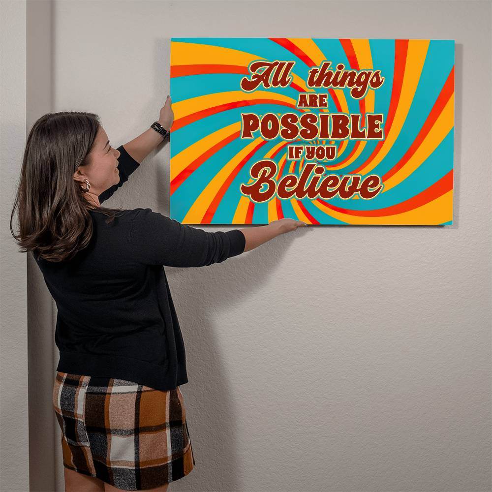 All Things Are Possible | High Gloss Metal Art | Wall Decor - Motivational Quote | Home Decor | Premium Wall Art - Eshaarya