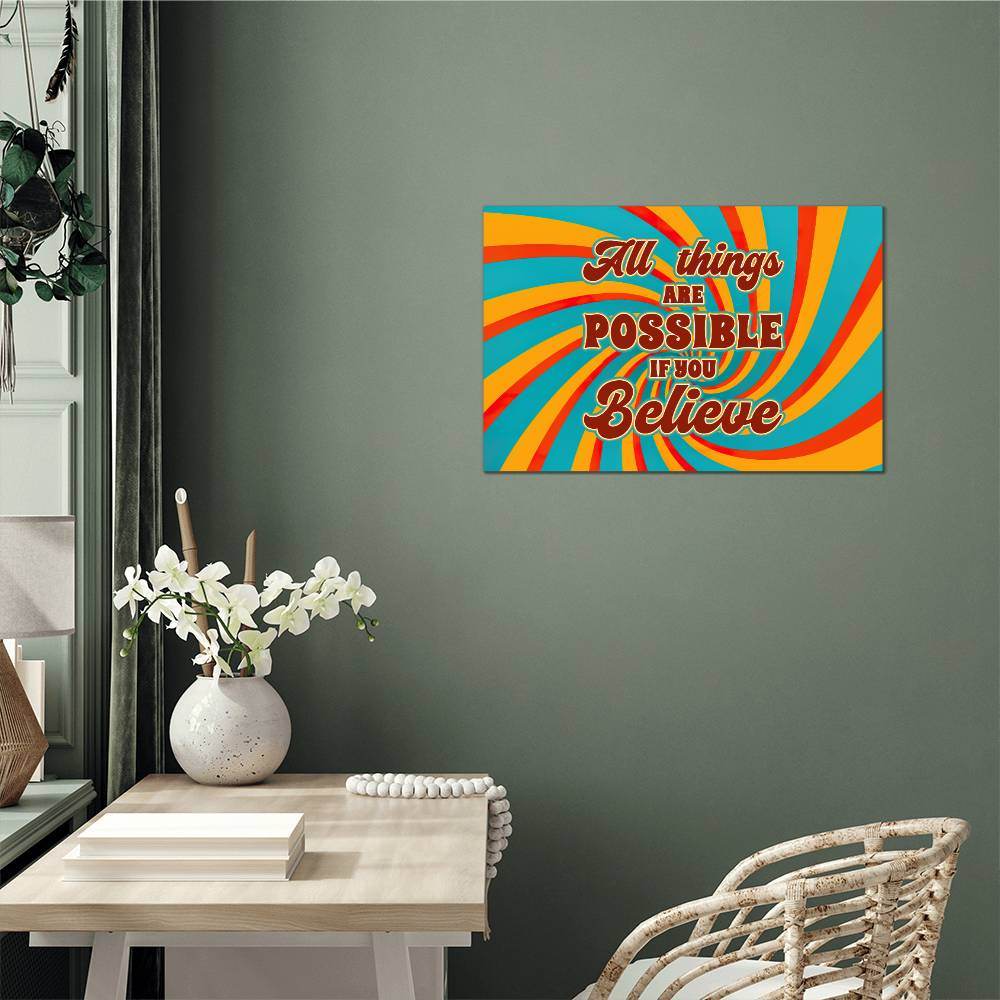 All Things Are Possible | High Gloss Metal Art | Wall Decor - Motivational Quote | Home Decor | Premium Wall Art - Eshaarya