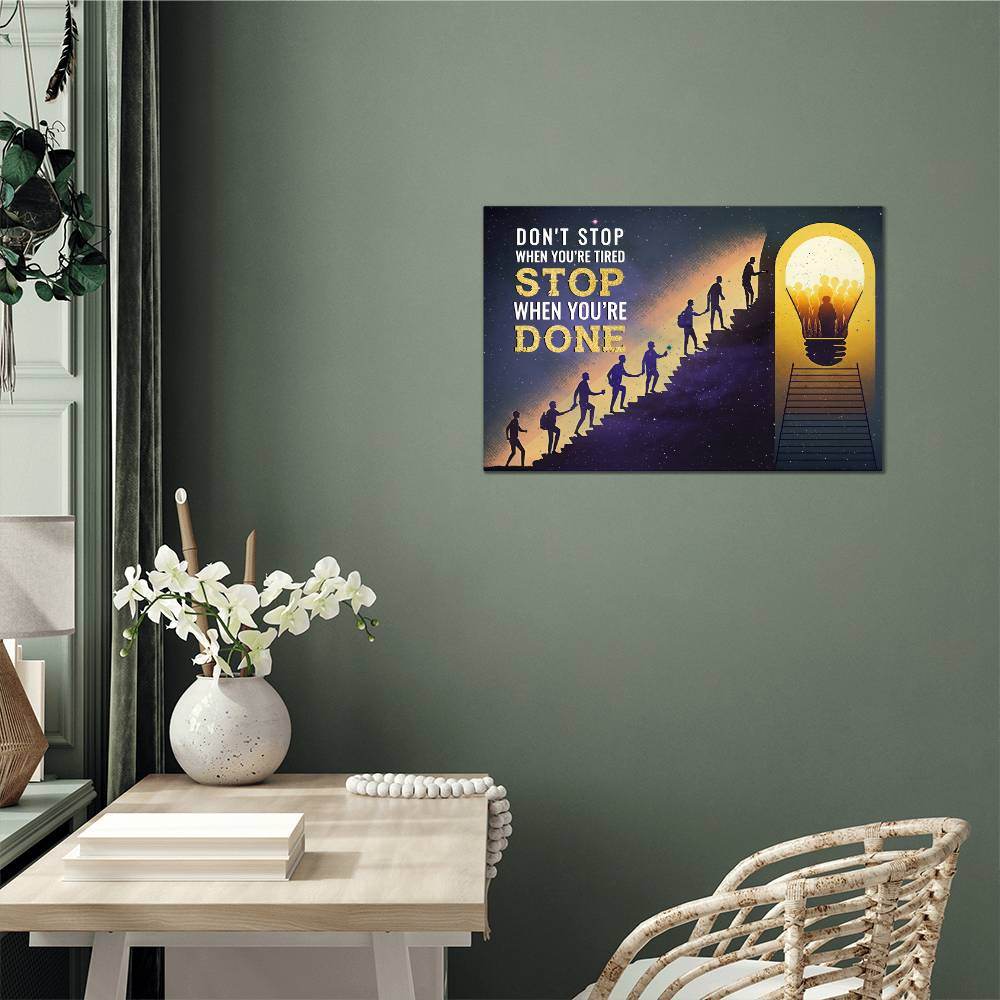 Don't Stop When You're Tired | High Gloss Metal Art | Wall Decor - Motivational Quotes | Home Decor | Premium Wall Art - Eshaarya